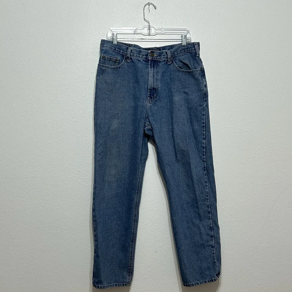 Real Ranch Blue Denim‎ Medium Wash Regular Fit Workwear Jeans Men's Size 34 X 30